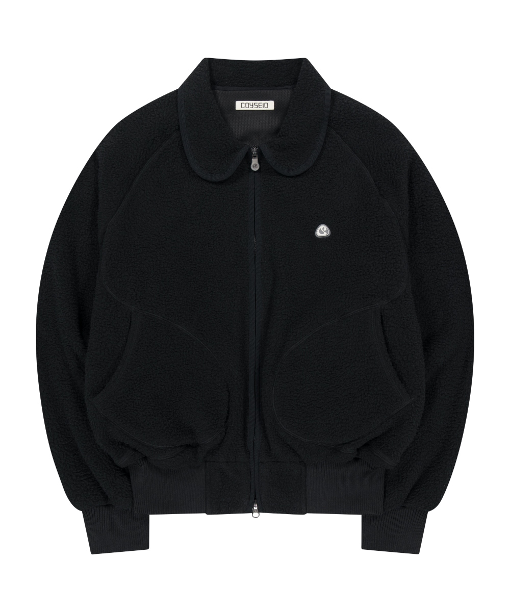 【COYSEIO】 25FW ROUND COLLAR FLEECE JACKET : BLACK