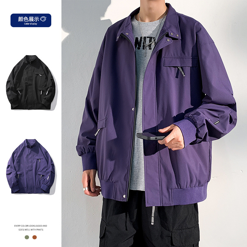 日本製ワークウェアジャケットメンズ春秋新作トレンドブランドインズゆったり防風アウトドアボーイズアウター