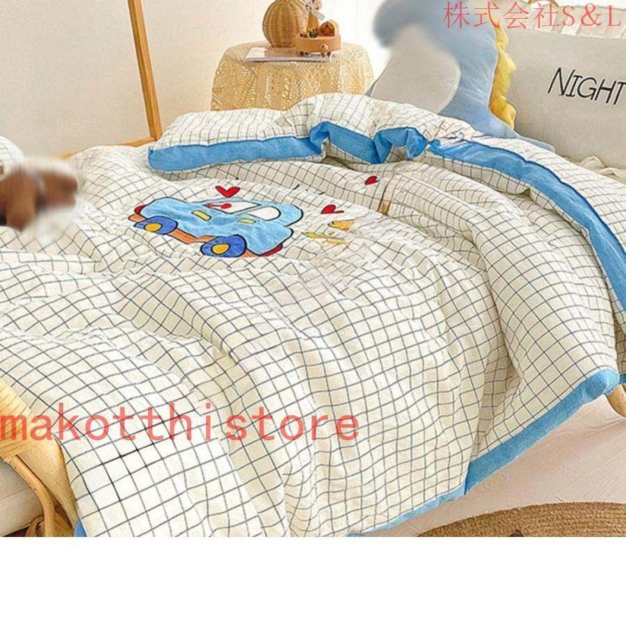 肌掛け布団 シングル 夏用 フリル 夏ふとん キルトケット 掛け布団 セミダブル 掛けふとん カバー不要 綿 キルトケット 冷房対策 洗える 柔らかい肌触り