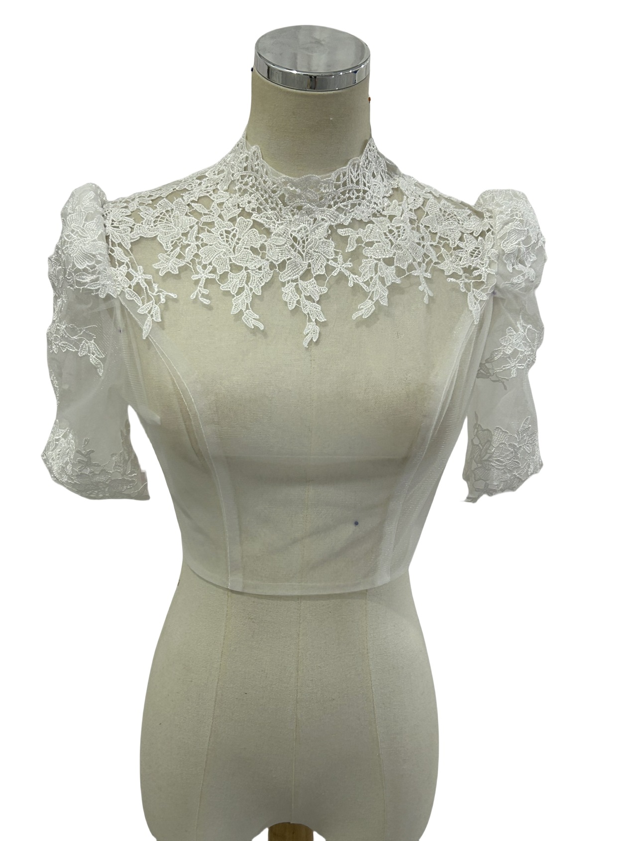 エレガント ボレロ 美しい花レース 上品透け袖 ファスナー 結婚式/披露宴