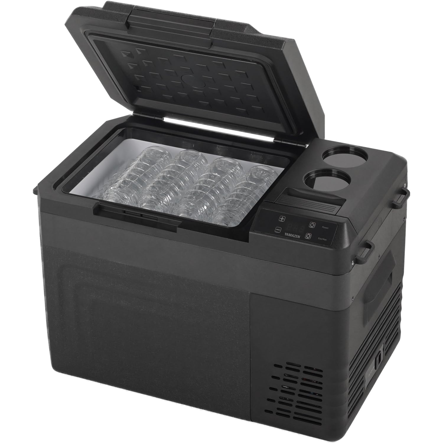 [山善] ポータブル冷蔵庫 冷凍冷蔵庫 25L コンプレッサー式 (AC/DC 2WAY電源) 車載 冷蔵庫 冷凍庫 小型 クーラーボックス 節電モード搭載 ブラック YFR-AC251(B)