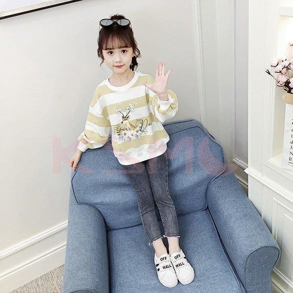 子供服 長袖トップス Tシャツ バーサカラーボーダー 韓国風 女の子 子ども服 レジャー キッズ メーカー公式ショップ フ