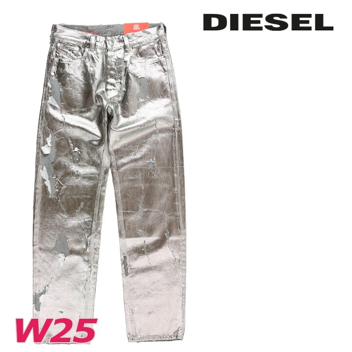 ジーンズ デニム パンツ レディース D-ARK メタル箔コーティングピールオフ加工 ルーズフィット die-l-p-f8-67x