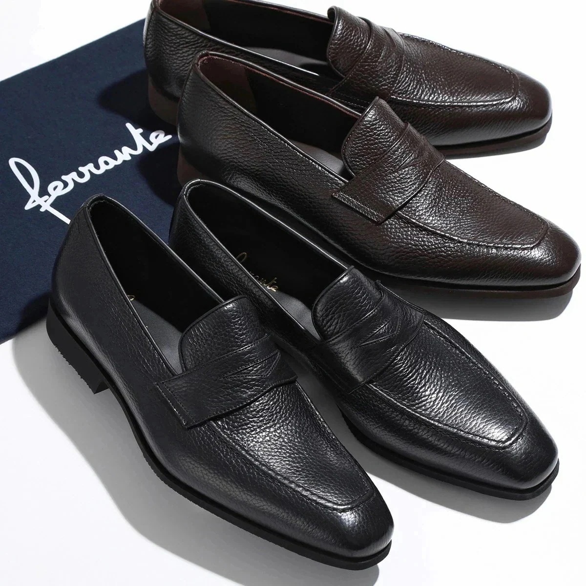 FERRANTE フェランテ ローファー ELEGANT RASTY エレガンテ メンズ レザーシューズ 革靴 スクエアトゥ ビブラムソール 靴 カラー2色