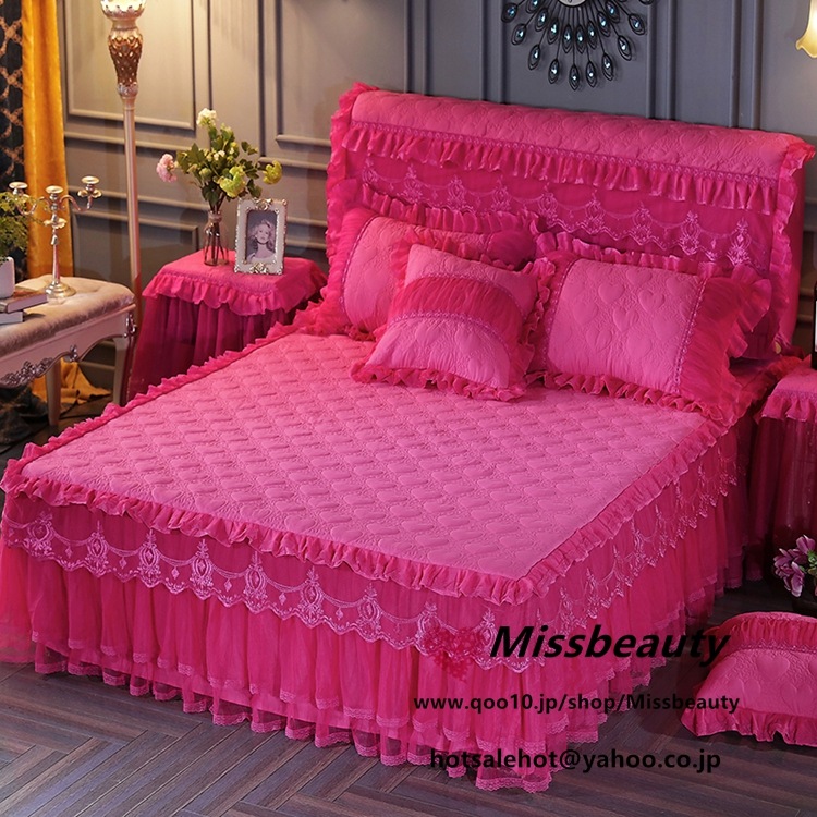 3点セット：120240CMベッドカバーセット シングル セミダブル ダブル 寝具セット 枕カバー おしゃれ 四季通用 北欧風 柔らかい おしゃれ 韓国 かわいい プリンセス風 ピンク 可愛い