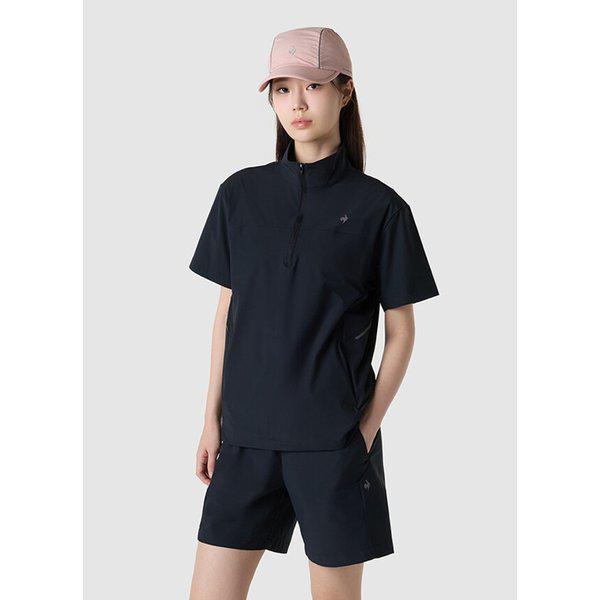 [] ユニ ランニング エアリー ルーズフィット 半袖アノラック ジャケット BLK / QR223EJK42