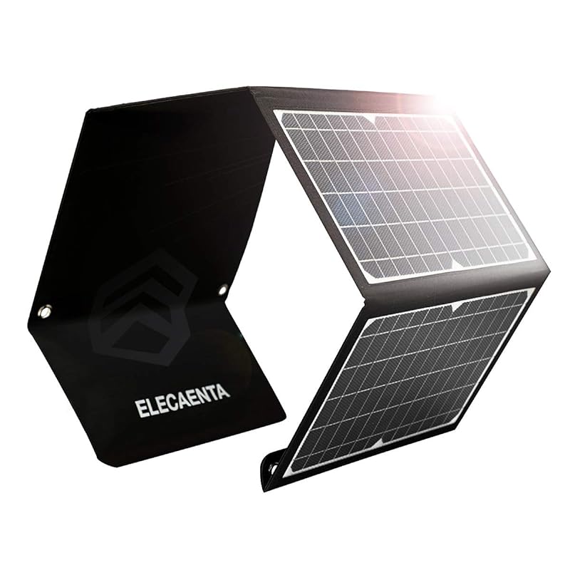 ELECAENTA 30Ｗ ソーラーチャージャー 3USBポート PD18Ｗ/QC3.0急速充電 オートリトライ機能 薄型超軽量 ETFE材質 折りたたみ式 ソーラー充電器 スマホ充電器 防水 防災/