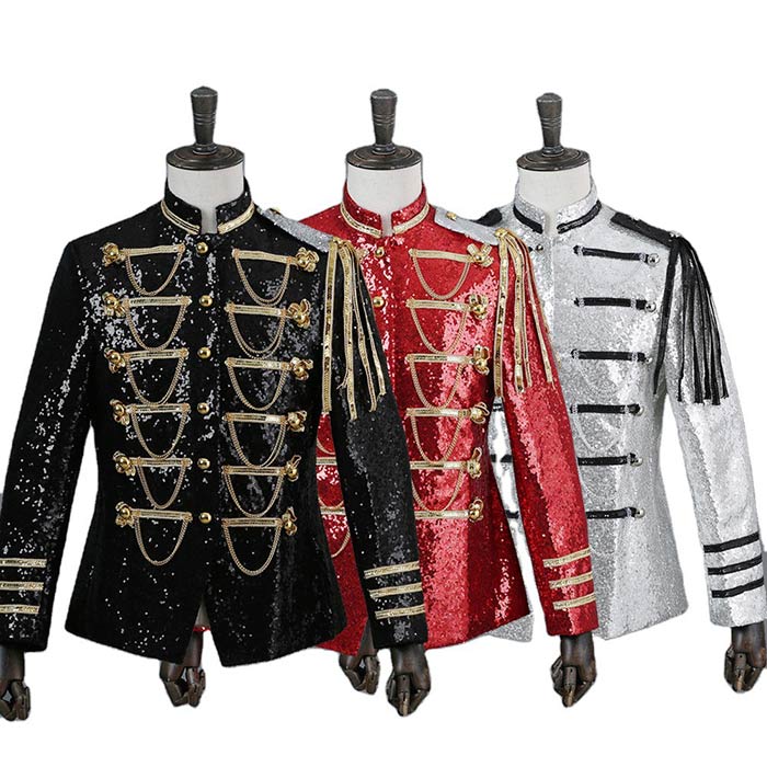 【2025限定SALE】ステージ衣装 演出服 メンズ スパンコールジャケット 宮廷衣装 中世 ヨーロッパ風 貴族服装 王族服 王子様 公爵 ジャケット 将軍様 仮装 男性 忘年会 新年会 発表会 ハロ