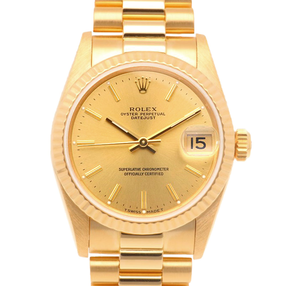 ロレックス デイトジャスト オイスターパーペチュアル 腕時計 18金 K18イエローゴールド 68278 自動巻き 1年保証 ROLEX 中古