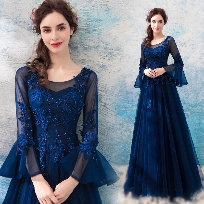 ロングドレス 安い 演奏会 カラードレス 青 結婚式 パーティードレス 二次会 イブニングドレス カクテルドレス ウエディングドレス フォーマル 発表会