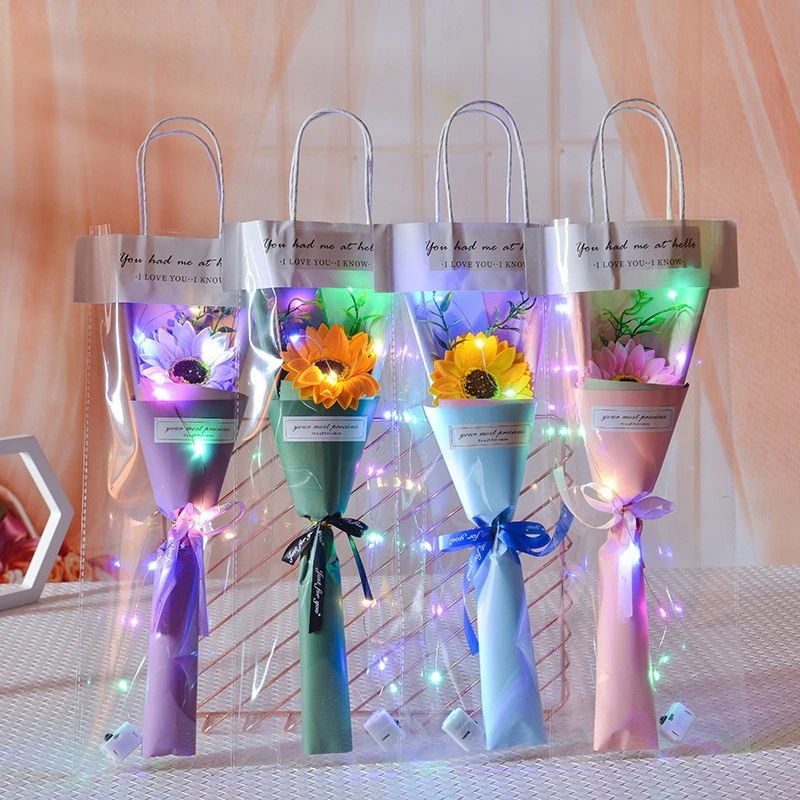 チャイニーズバレンタインデー 卒業式 ひまわり 小さな花束 模擬ソープフラワー 一輪バラ バレンタインデー ギフト 教師の日 8,797円