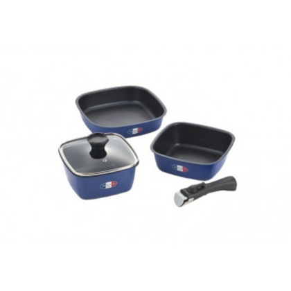 タマハシ ジャンヌ・エコール 着脱ハンドル角型鍋3点セット JE-127