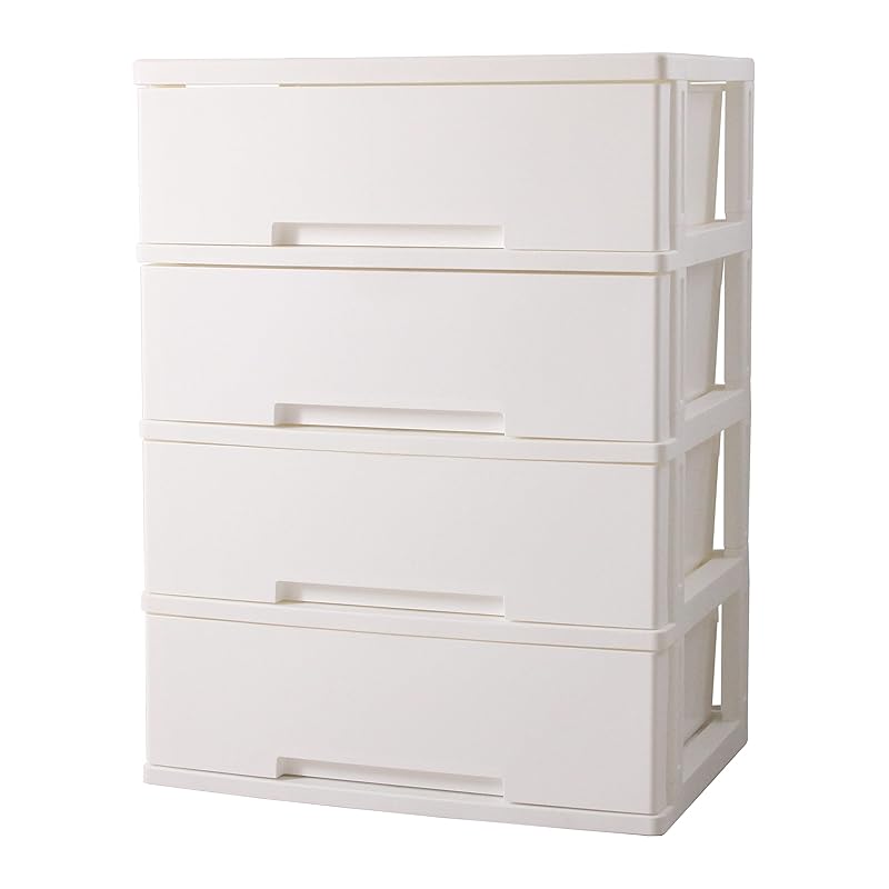 即納：ILC ニューライフワイド収納チェスト 4段 ホワイト W60×D40×H81.5cm