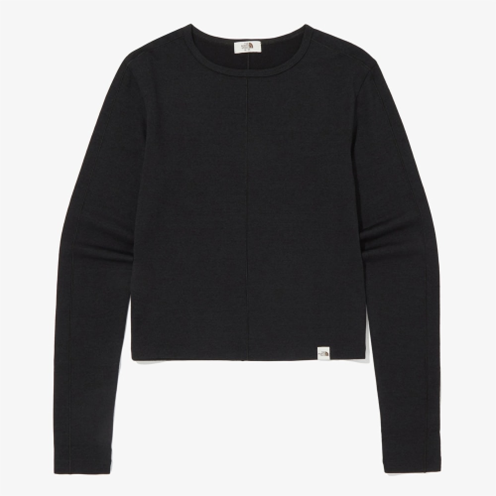 ザ・ノース・フェイス NT7TQ30K ホワイトレーベル女性用ベルーカウールクロップロングスリーブラウンドTシャツ