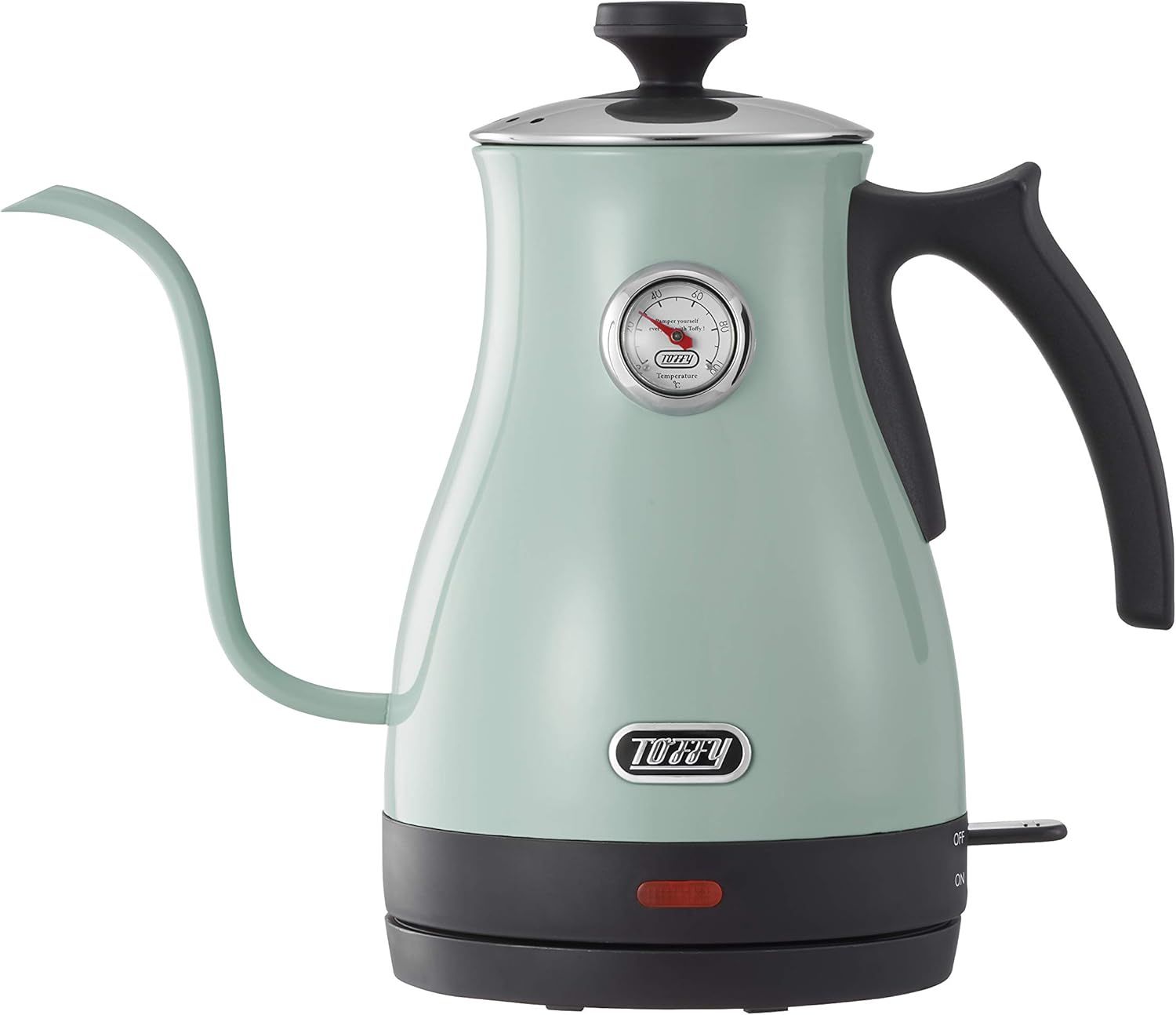 温度計付き電気ケトル K-KT3 (ペールアクア) 適温 コーヒードリップ ハンドドリップ 空焚き防止 グースネック注ぎ口 レトロ K-KT3-PA