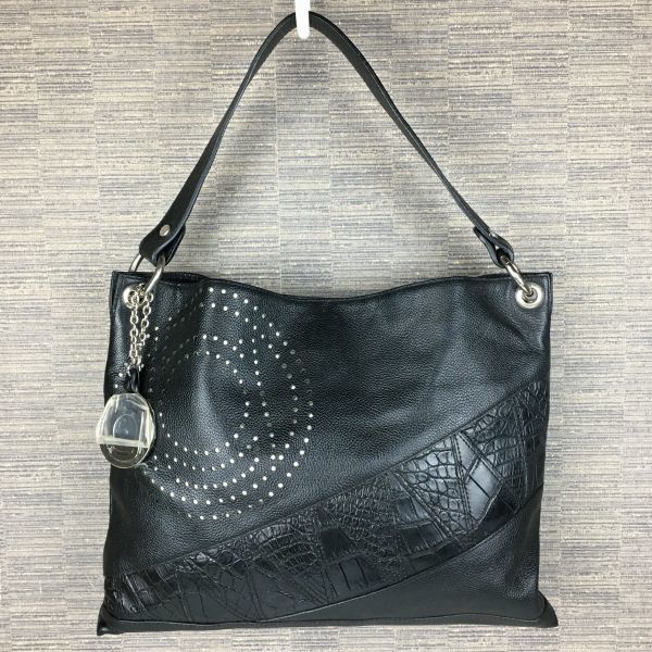BEAUGRAND/ボーグラン　レザー　肩掛け/ハンドバッグ黒/BLACK/ブラックbag菅NO.YB19-8