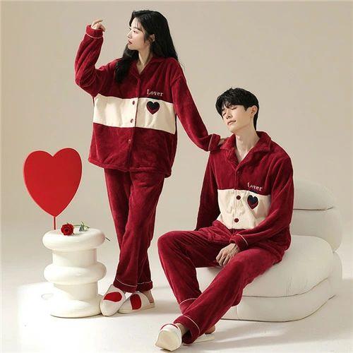 ペアパジャマ モコモコ 男女2着 セット カップル ペア ウェア セット 長袖 前開き ペア パジャマ 夫婦 もこもこ メンズ ペアパジャマ カップル 結