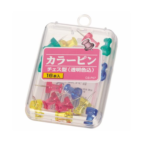 （まとめ） ライオン事務器 カラーピンチェス型針長さ10mm 透明色込 CS-P07 1箱（16本） (×30セット)