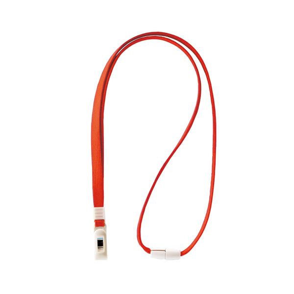 (まとめ) ライオン事務器 名札用ストラップ レッドN-7P 1本 (×50セット)