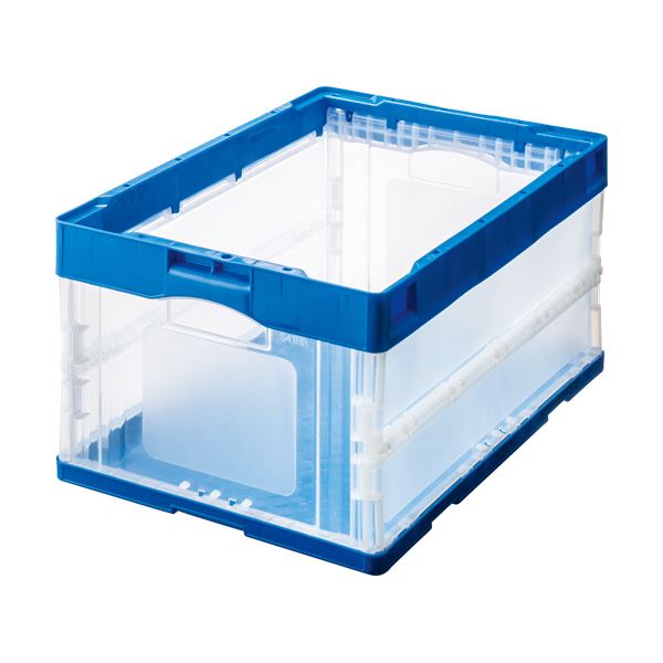 折りたたみコンテナ 40L ブルー×透明 (×10セット)