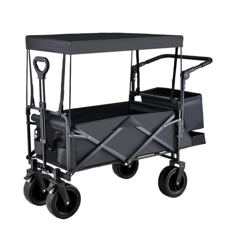 2枚購入で100円OFFキャリーワゴン 屋根付き 大容量180L 耐荷重225kg アウトドアワゴン 特大タイヤ 折りたたみ式 キャリーカート ワンタッチ収束式 組立不要 ショッピングカート 台