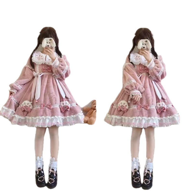 子猫 厚手のロリータワンピースフルセット