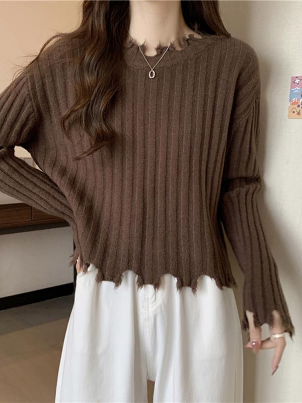 レディース トップス ニット オシャレ 韓国 スタイル カワイイ カジュアル セーター カーディガン 長袖 ニット 秋 冬 インナー デザイン ルーズ ショート スタイル ボトムシャツ ハイウエスト 6,216円