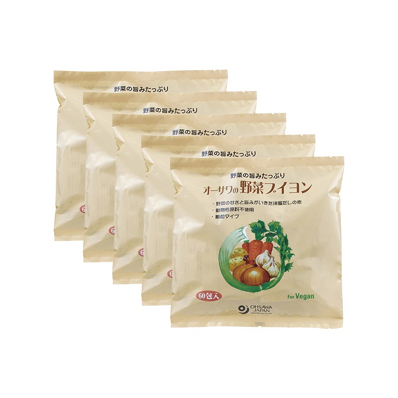 オーサワの野菜ブイヨン 300g (5g×60包) ×5袋セット 顆粒タイプ 個包装 動物性原料不使用 洋風だし