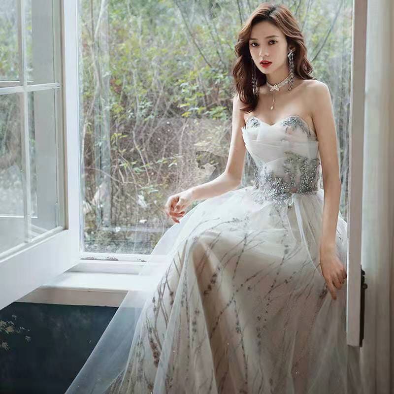 女性ため宴会イブニングドレス2025ブ妖精ファンタジー森スタイル小スリムスリム気質グレードレス