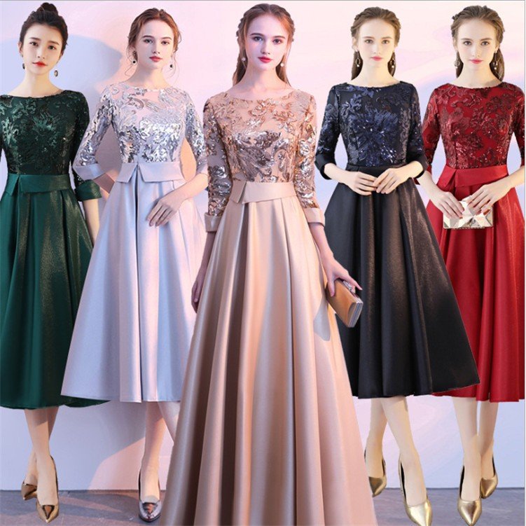 ロングドレス演奏会結婚式ドレス袖ありマキシ丈aラインパーティードレスフォーマルパーティドレスピアノ発表会二次会ウェディング花嫁