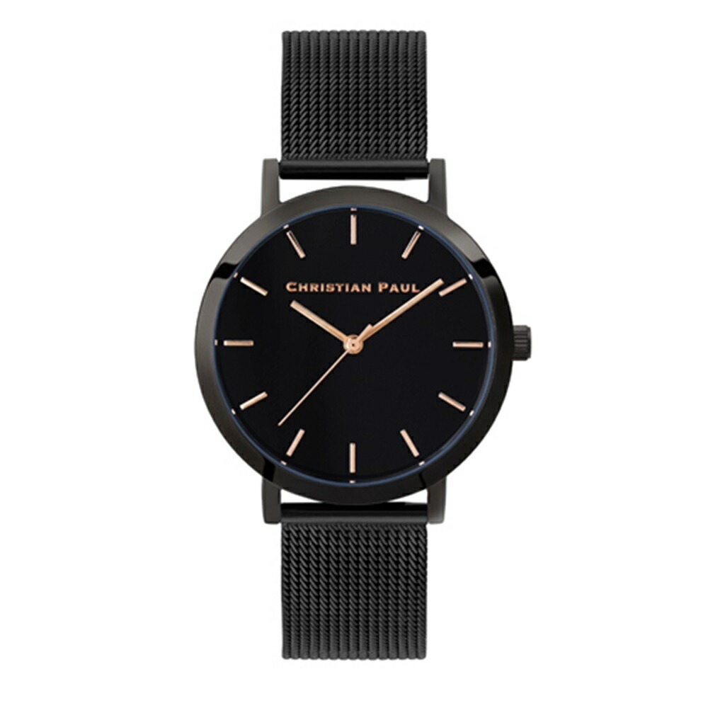 日本正規品 クリスチャンポール 腕時計 手表 誕生日 プレゼント レディース ロウ メッシュ ブラック 仕事用 おしゃれ かわいい ブランド 時計 結婚祝い 女友達　20代 30代 40代 女性 妻