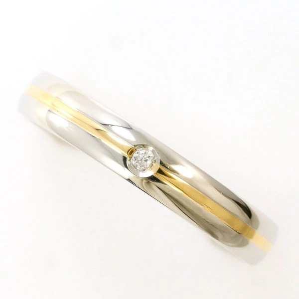 PT900 プラチナ K18YG リング 指輪 13号 ダイヤ 0.01 ジュエリー 中古