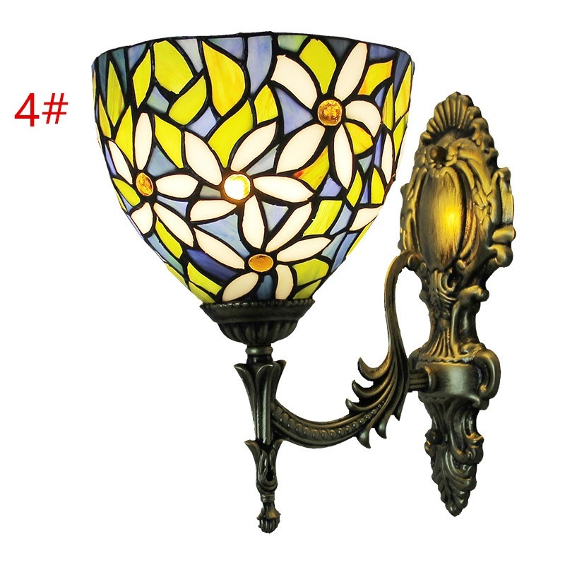 アメリカンレトロ壁灯手作りステンドグラスのランプシェード民宿レストラン壁灯廊下通路灯
