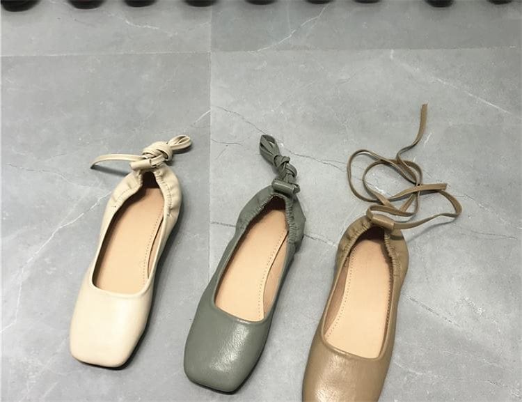 季節にピッタリ フラット カジュアル 最大90 オフ 小さい新鮮な 春 パンプス モカシン Sweet系 韓国 スクエアトゥ エレガント バレエシューズ レースアップ
