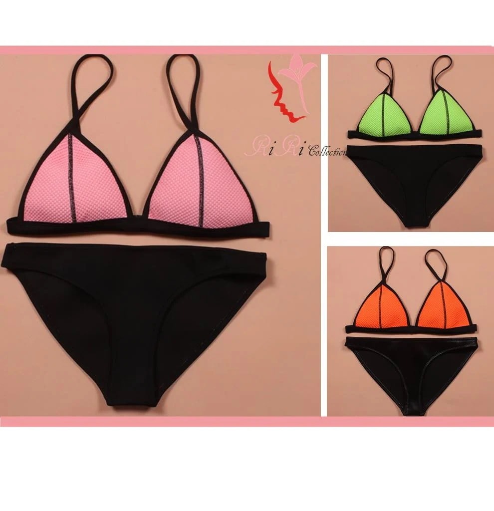 5色 ネオプレン素材使用 強度 ハイテク素材 クッション性が高い XS～XLサイズ の三角ビキニ シンプル インナー レディース水着 ビキニ カラーバリエーション沢山 海 旅行 新婚旅行 温泉