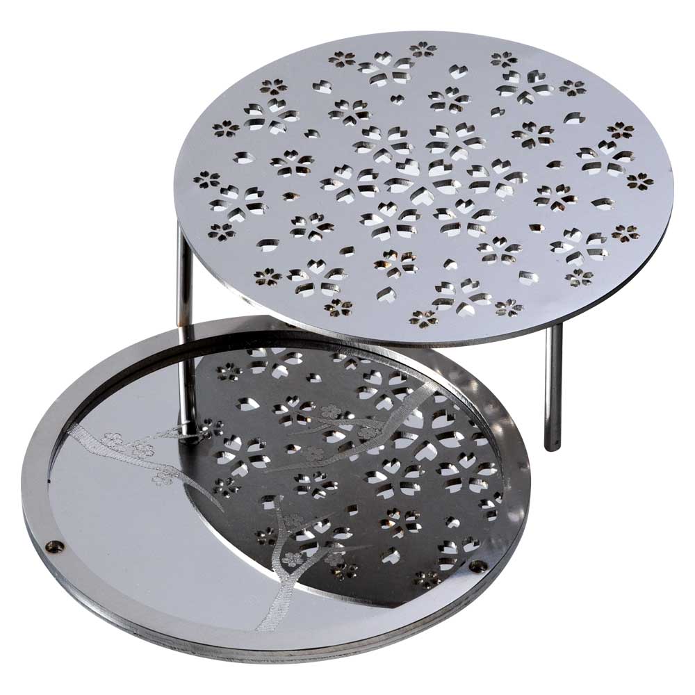 かねよし　花明かりと　銘々皿＋コースター　桜柄　ステンレス製　金属製デザインテーブルウェア　かねよし×共立女子大学コラボ作品『日本を贈る』 13,024円