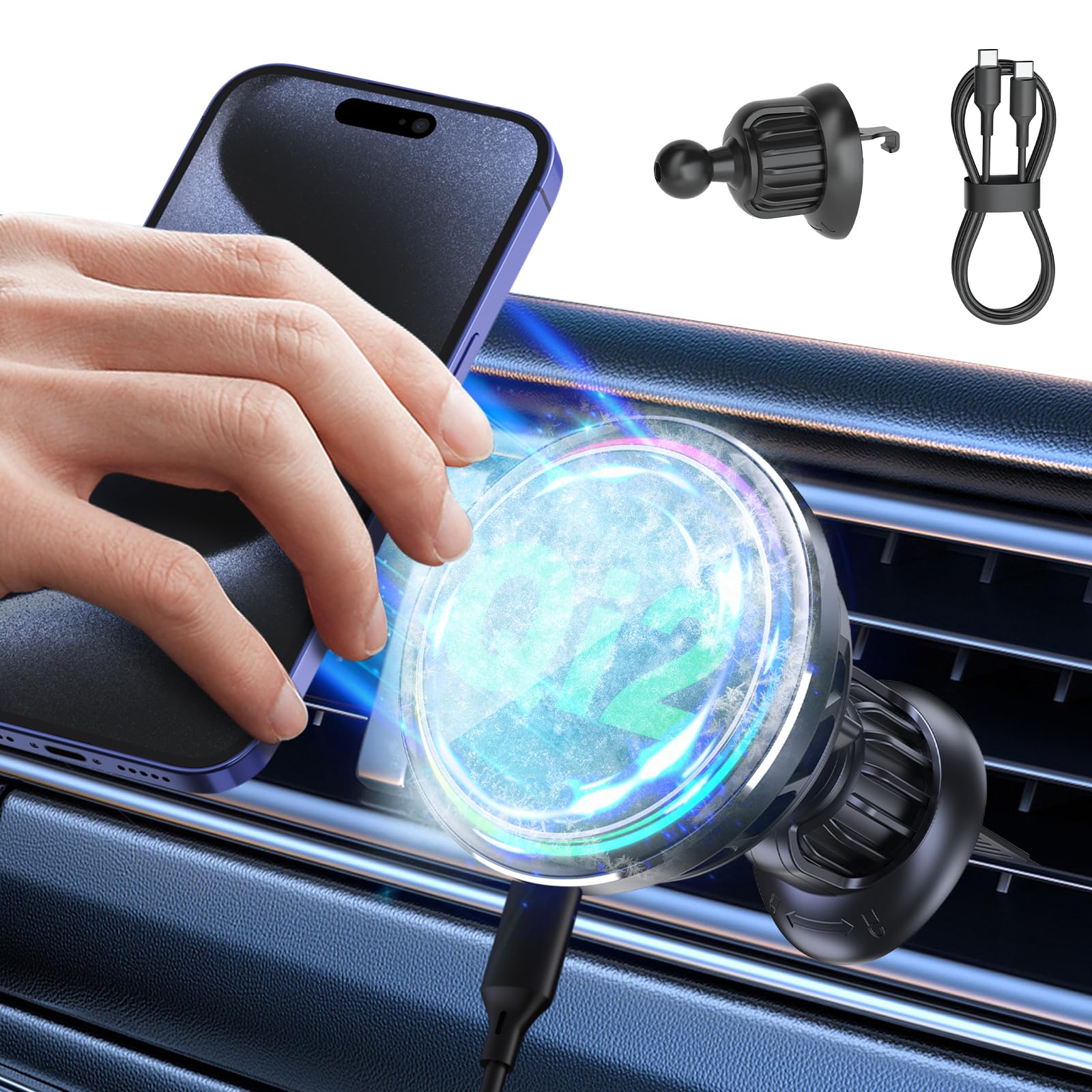 GOHHME 15W ワイヤレス車載充電器 Qi2認定 車載ワイヤレス充電器【2024新登場3-in-1 】冷却車載充電器 MagSa-fe対応 冷却マグネット式車載充電器 磁気ワイヤレス車載充電器 6,794円