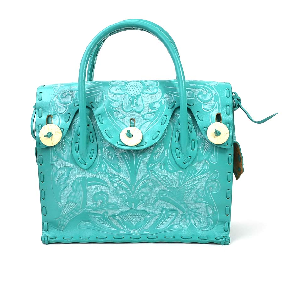 CARVING TRIBES カービングトライブス ハンドバッグ レザー エメラルドグリーン レディース h29208f