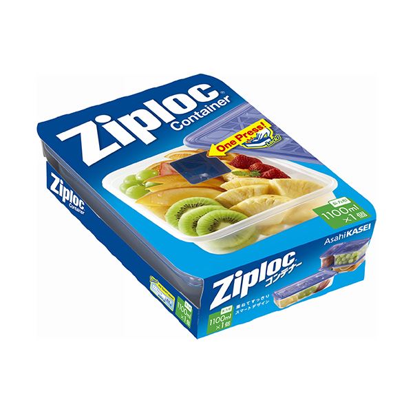 （まとめ）旭化成ホームプロダクツ ジップロックコンテナー 長方形 1100ml 1個[x10セット]
