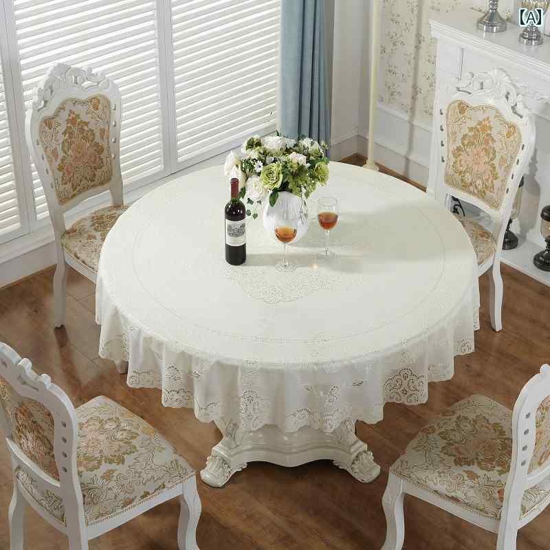 テーブルクロス 円形 布 おしゃれ 白 撥水 防水 耐油 耐熱 花 リーフ柄 丸型 90 180 250cm 大きめサイズ ラウンド デスク カバー パーティ 家庭 インテリア コーディネート PVC
