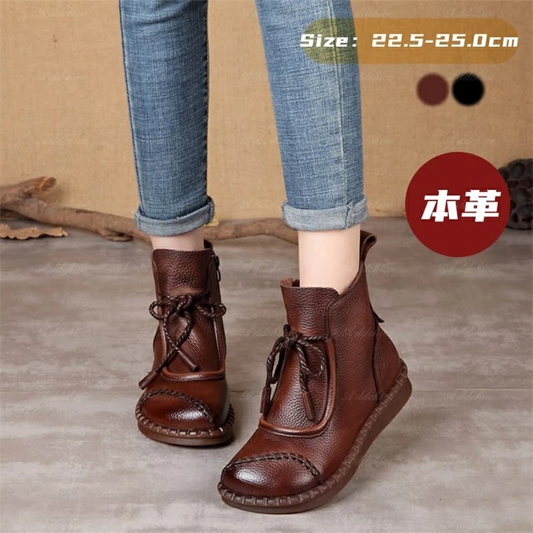 ブーツ レディース ショートブーツ 本革 甲高 外反母趾 ボア ショート ローヒール かわいい ぺたんこ 疲れない 歩きやすい 足が痛くならない 22.5cm-25.0cm 母の日