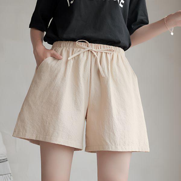 レディースカジュアルウエストゴムAラインリネンショートパンツSDW PTH SJSC24061901_P388596377
