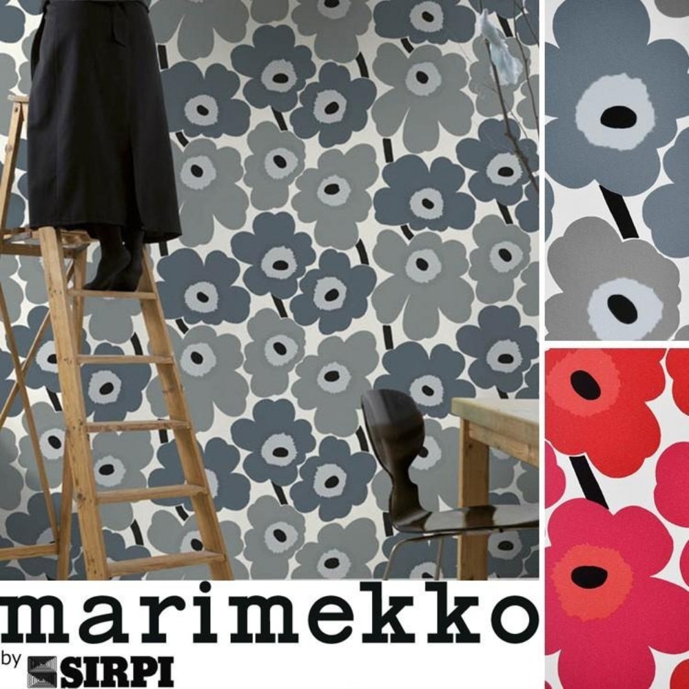マリメッコ ウニッコ 壁紙 グレー 70cm 23353 marimekko UNIKKO 北欧デザイン 壁紙 インテリアクロス 北欧インテリア 新品 未使用