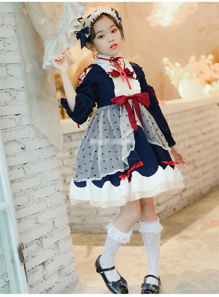 メイド服 子供用 ロリータ ドレス ハロウィン　ワンピース　ドレス アリスドレス コスプレコス 衣装 仮装 ハロウィーン パーティー ふしぎの国のアリス お姫様 長袖 コスプレ キッズ仮装 クリ