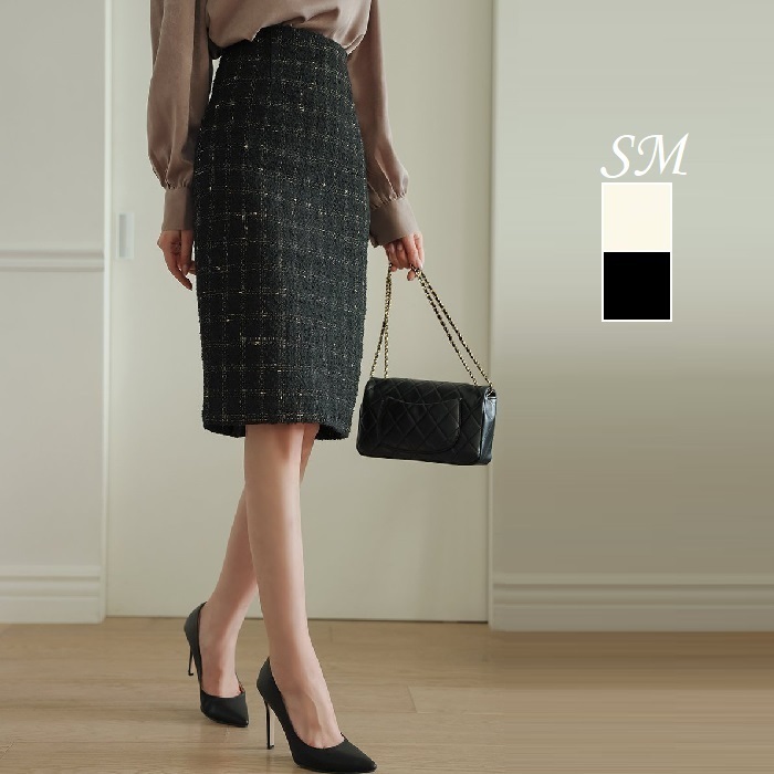 スカート 冬 ツイードスカート 膝丈 パーティ― 式典 デート 春