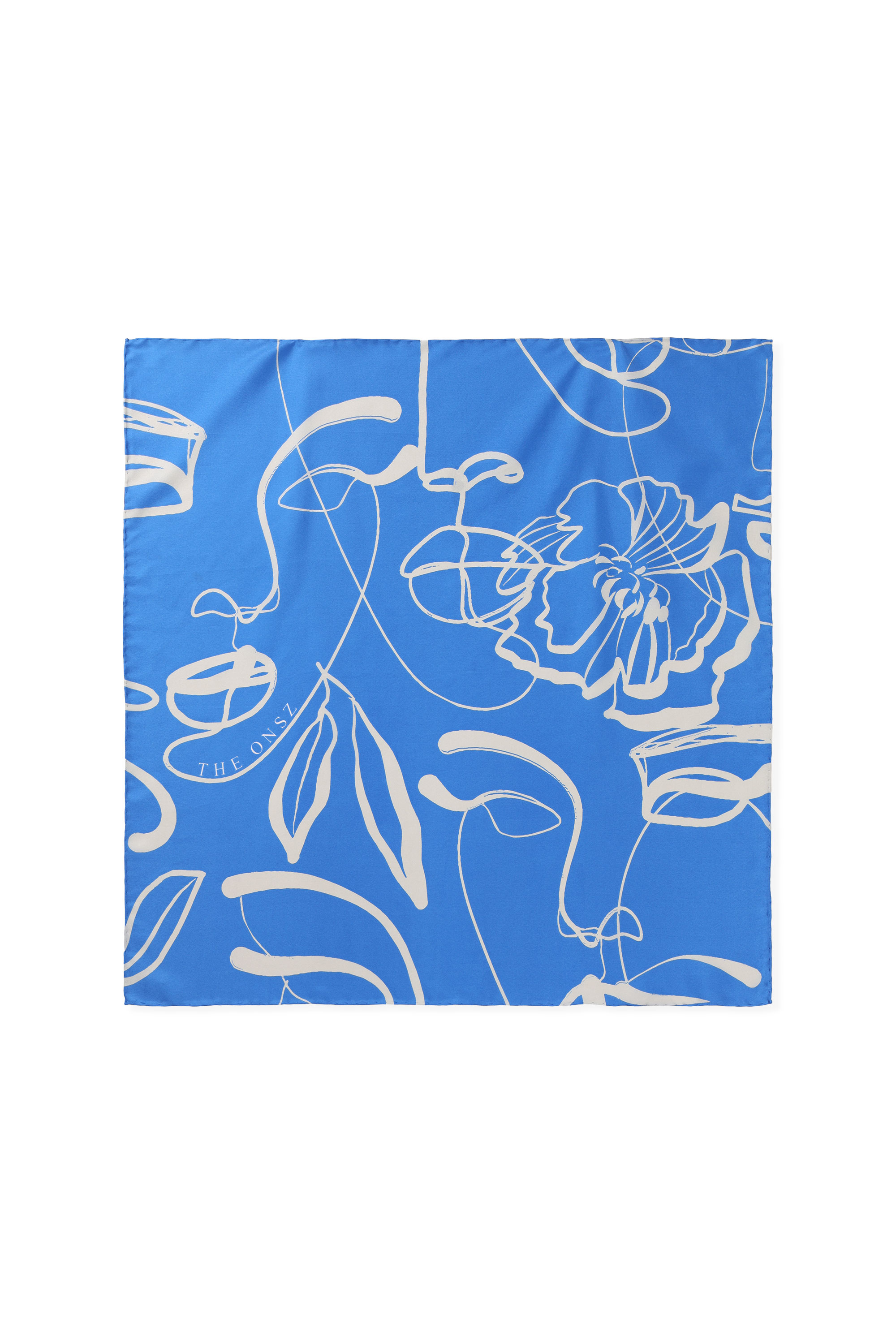 SILK BLUE MOBO FACES SCARF