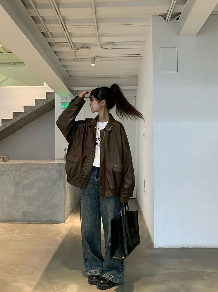 韓国ファッション レディース レトロ シンプル アウター 秋 レディース アウター ジャケット