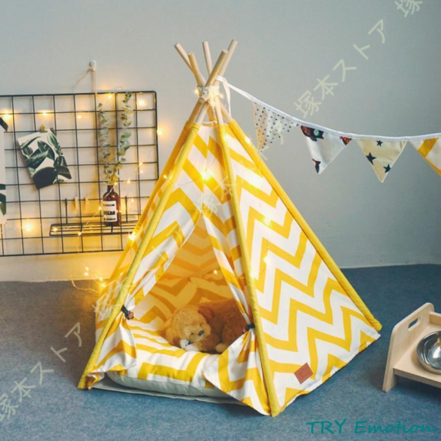 ペットベッド ドーム型 ペットハウス テント型 犬猫用 室内用 オールシーズン ふわふわ クッション付き 犬小屋 猫 テント おしゃれ 洗える 折りたたみ可 寝床