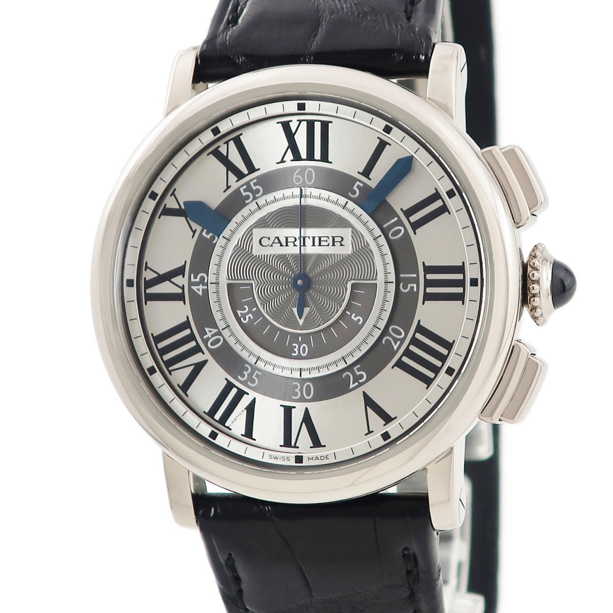 ロトンド ドゥ カルティエ セントラルクロノグラフ W1556051 手巻き メンズ OH済 K18WG無垢 ローマン 青針 3年保証