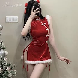 サンタコスプレクリスマスドレスの女性チャイナドレスの制服がセクシーな漢服を誘惑